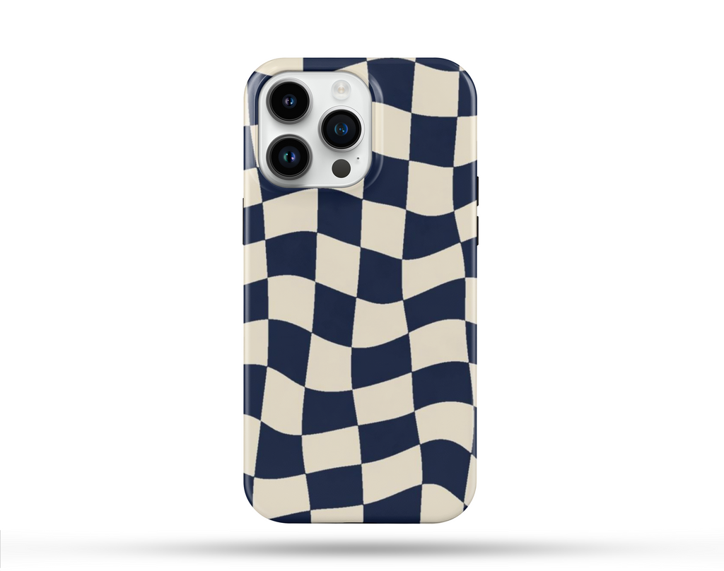 Wavy Lacivert Desenli İçi Kadifeli Telefon Kılıfı N139