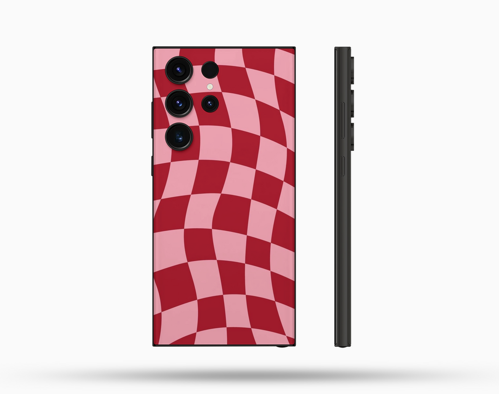 Wavy Kırmızı Pembe Desenli İçi Kadifeli Telefon Kılıfı N146