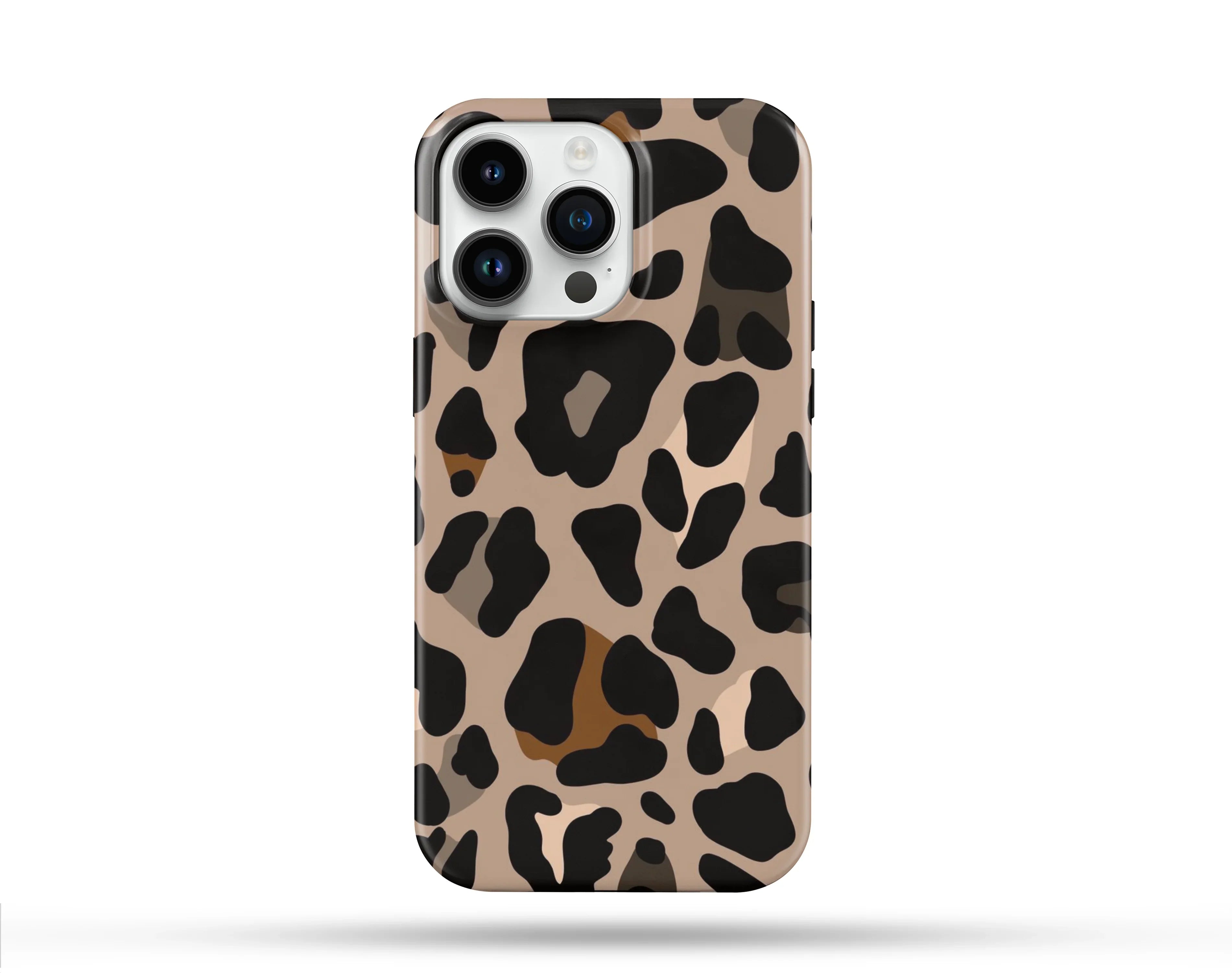 Kahve Leopar Desenli İçi Kadifeli Telefon Kılıfı N152