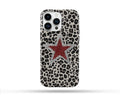 Kırmızı Yıldız Leopar Desenli İçi Kadifeli Telefon Kılıfı N161