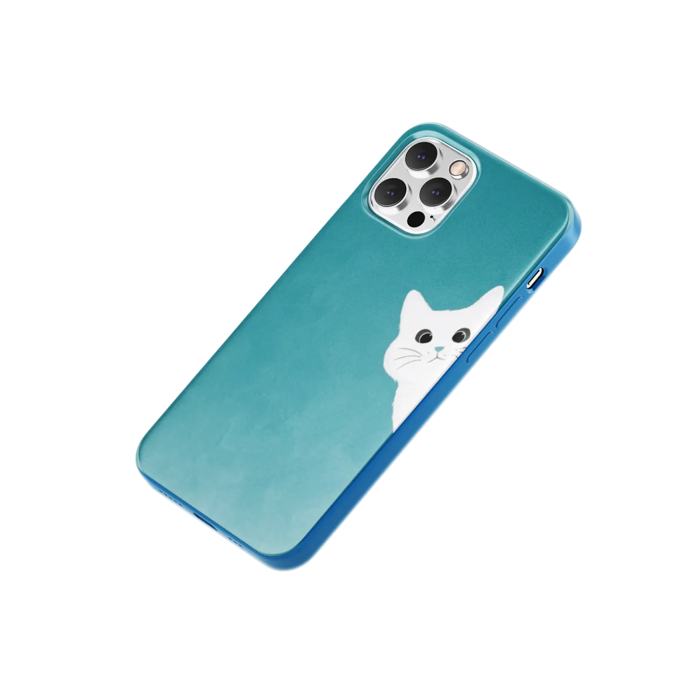 Cat Blue Desenli İçi Kadifeli Telefon Kılıf C10