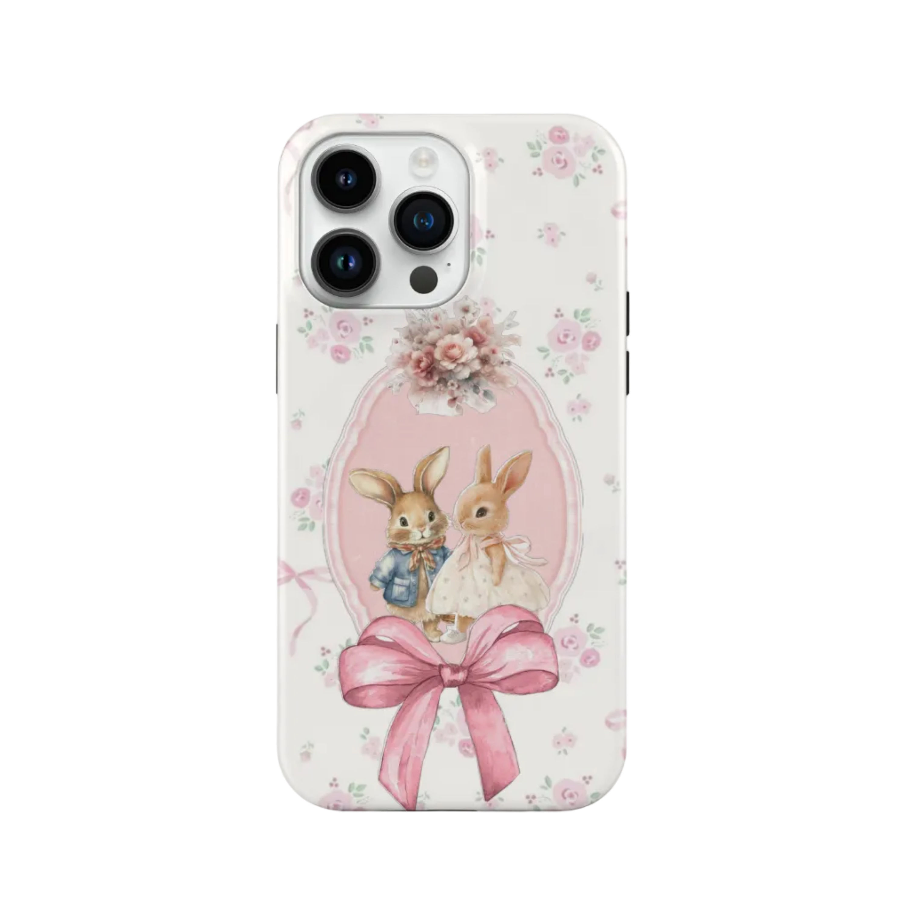 Rabbit Flowers Desenli İçi Kadifeli Telefon Kılıfı C4