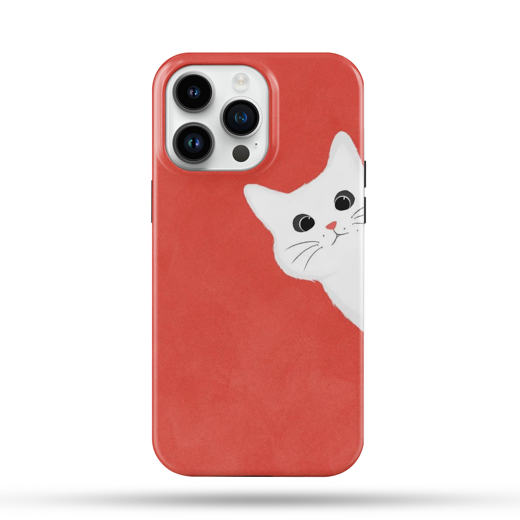 Cat Red Desenli İçi Kadifeli Telefon Kılıf C9
