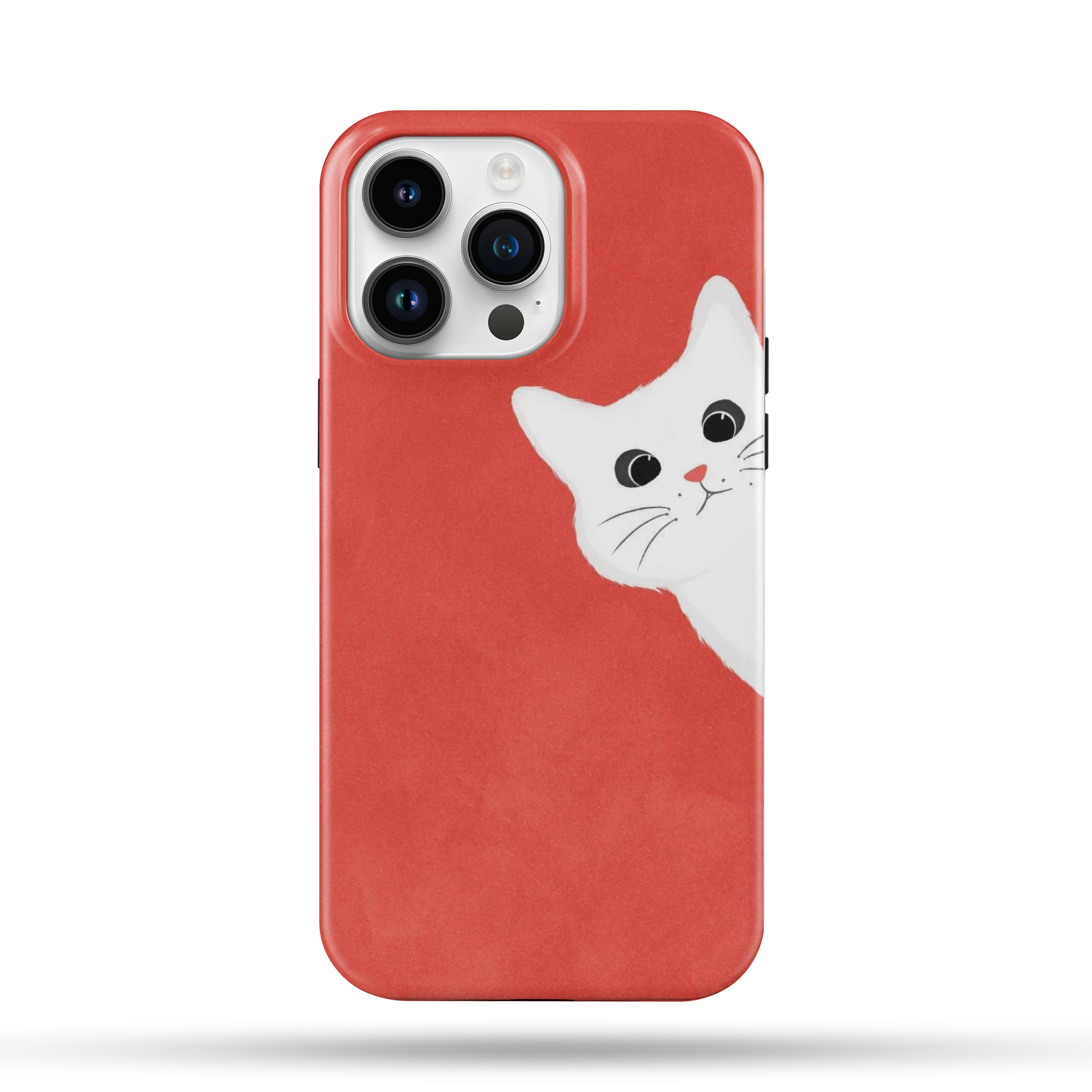 Cat Red Desenli İçi Kadifeli Telefon Kılıf C9