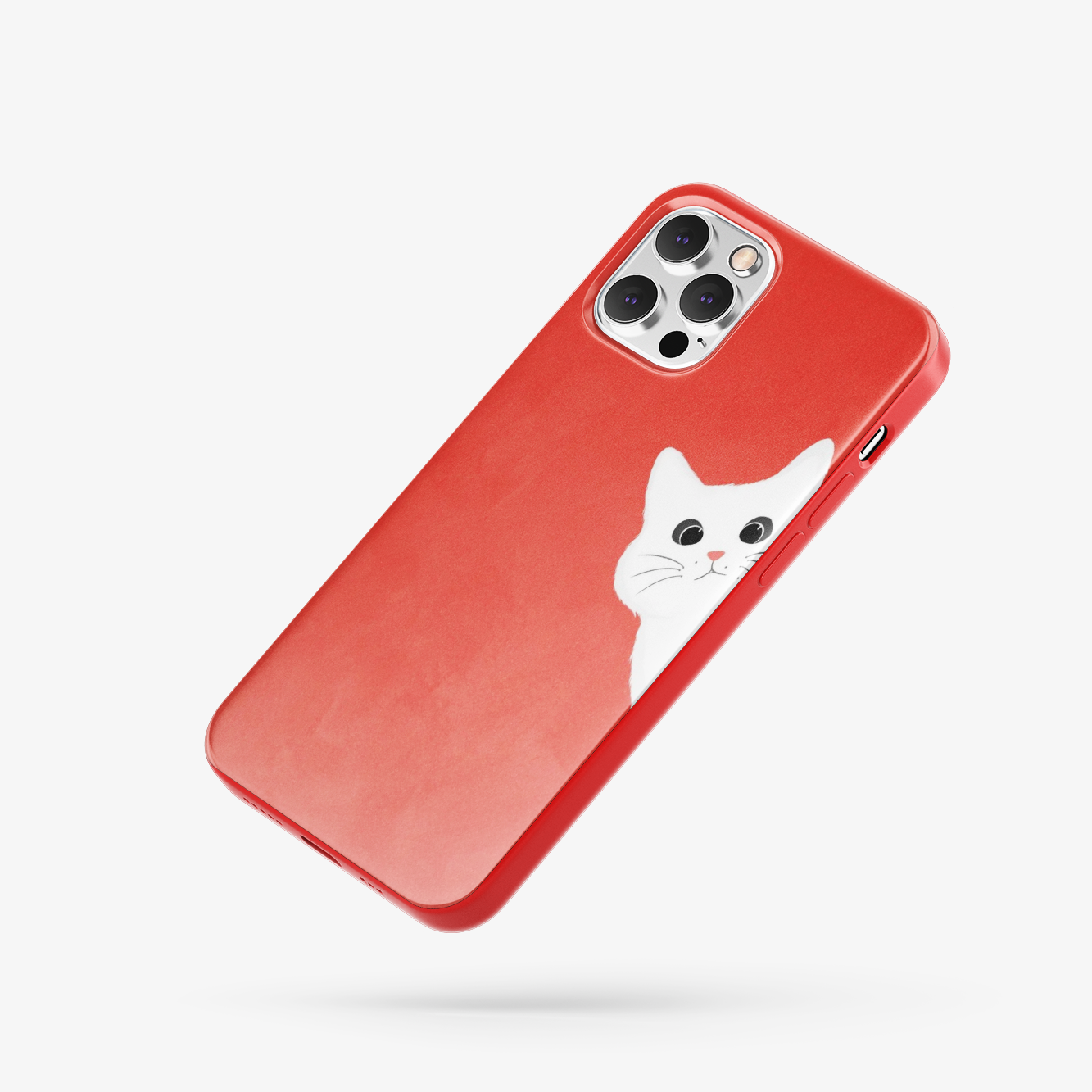 Cat Red Desenli İçi Kadifeli Telefon Kılıf C9