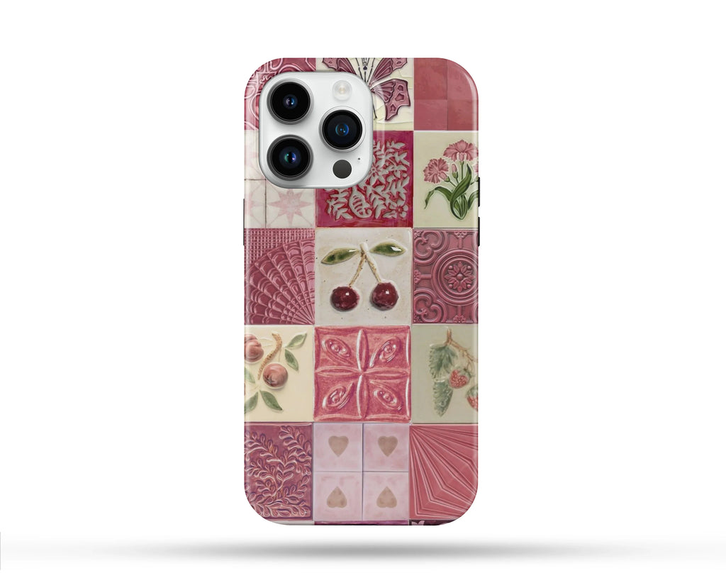 Cherry&Flowers Desenli İçi Kadifeli Telefon Kılıfı N100