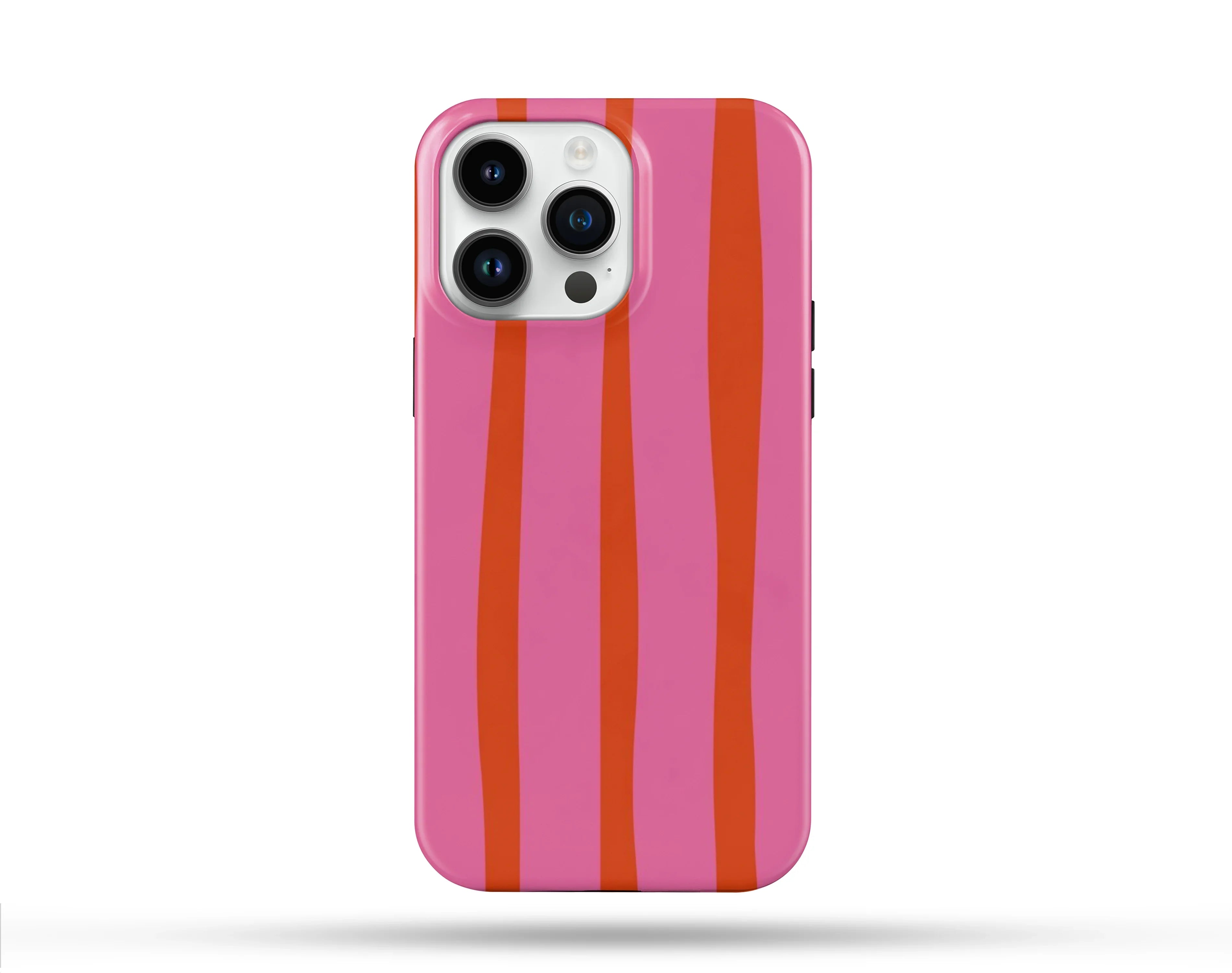 Pembe Kırmızı Çizgili İçi Kadifeli Telefon Kılıfı N54