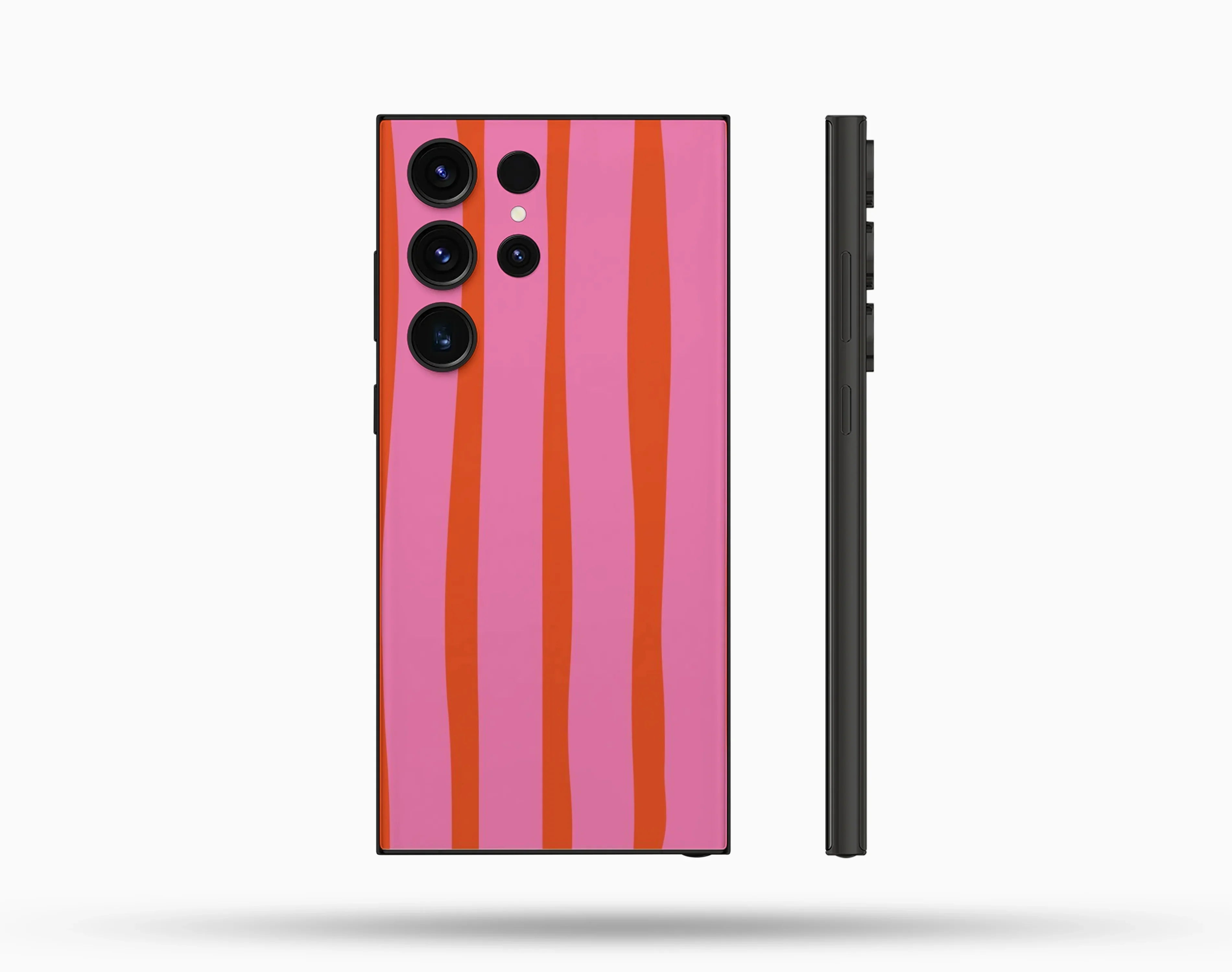 Pembe Kırmızı Çizgili İçi Kadifeli Telefon Kılıfı N54