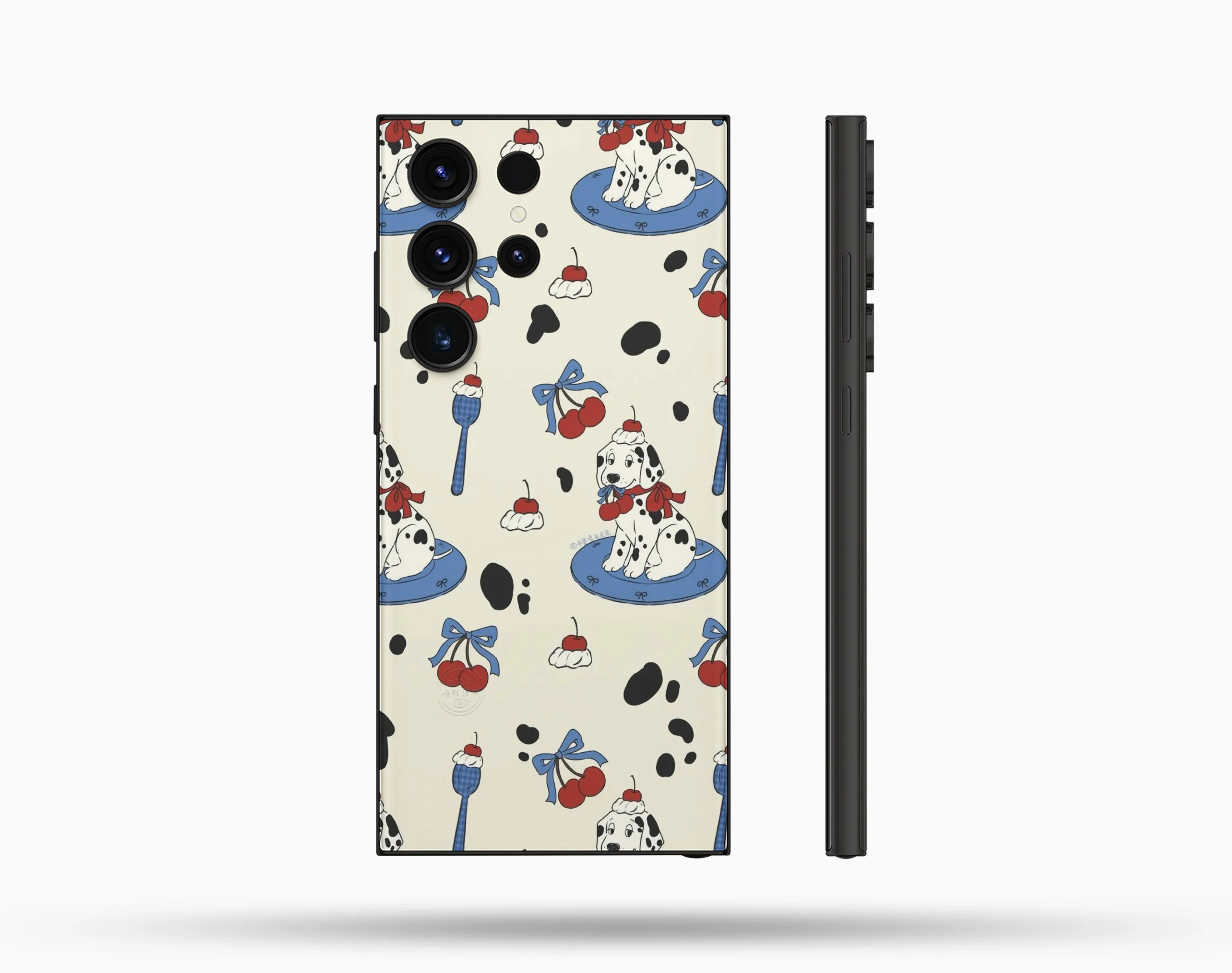 Dalmatian Dog & Cherry Desenli İçi Kadifeli Telefon Kılıfı N80
